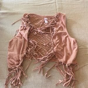 Kids suede fringe vest.